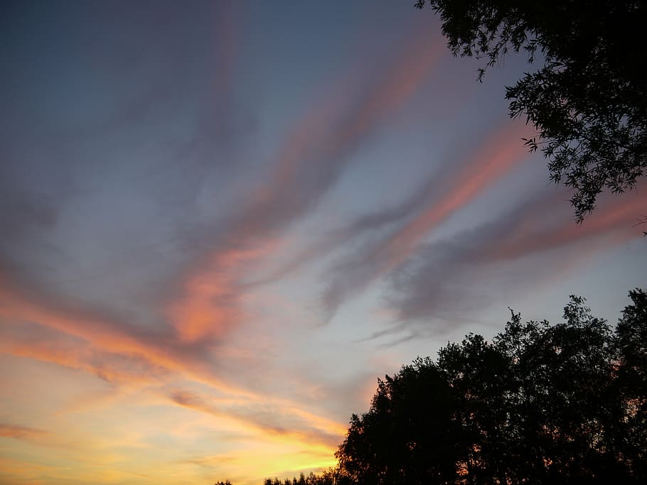 afterglow, sunset, evening sky, clouds, atmosphere, rest, mood HD wallpaper