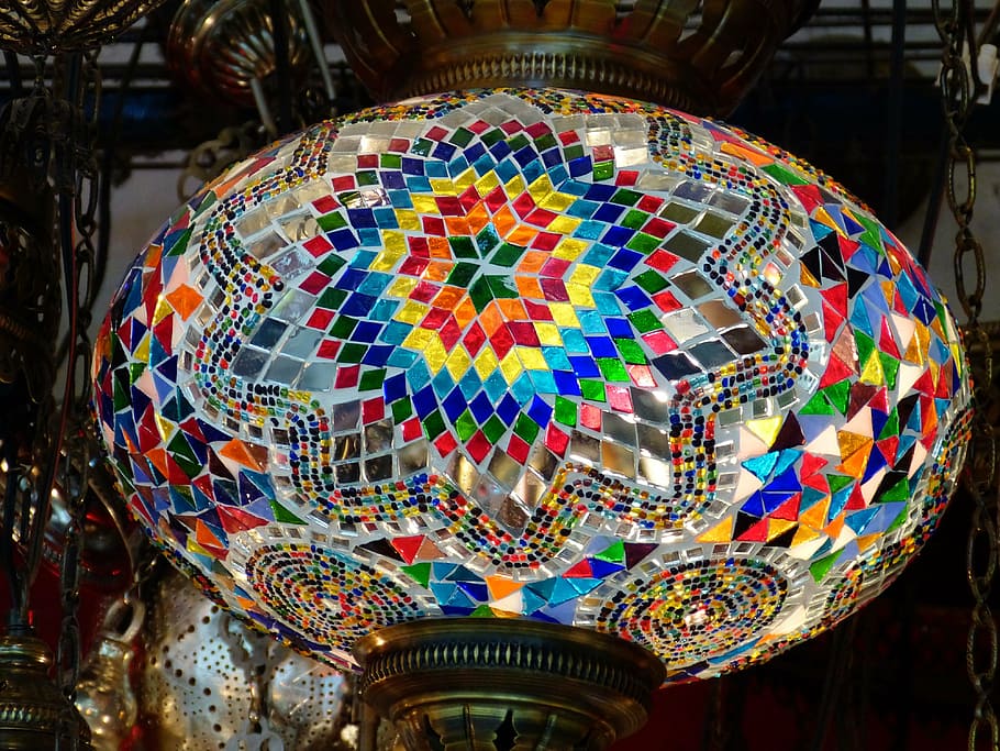 lamp, light, lighting, ceiling lamp, colorful, turkey, bazaar HD wallpaper