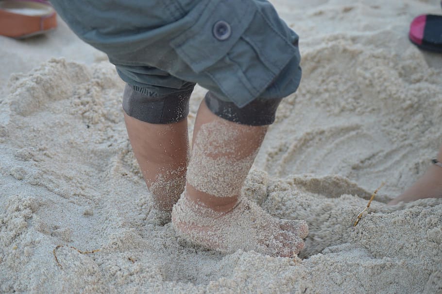 beach, send, baby, low section, human leg, land, body part HD wallpaper