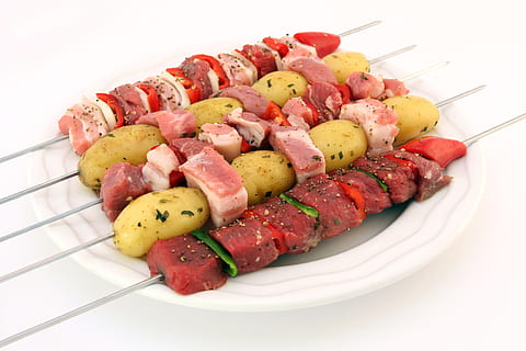 plate of barbecues, barbeque, bbq, beef, cholesterol, closeup HD wallpaper
