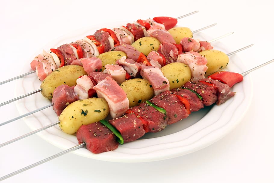 plate of barbecues, barbeque, bbq, beef, cholesterol, closeup HD wallpaper