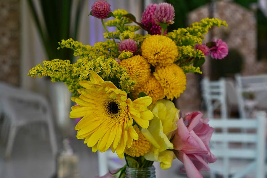Bouquet, Flower, Yellow, flowers, yellow flower, decoration HD wallpaper