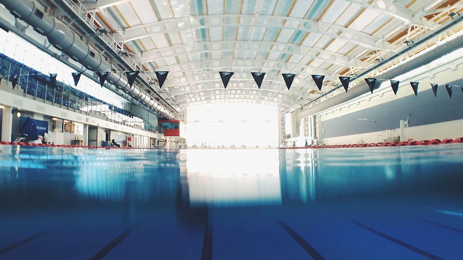 empty swimming pool, sport, venue, indoor, water, architecture, HD wallpaper