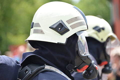 people with gas mask and helmets, Fire, Fire, Fire Fighter HD wallpaper