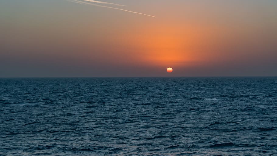 sun, nature, dawn, waters, sunrise, horizon over water, sea HD wallpaper