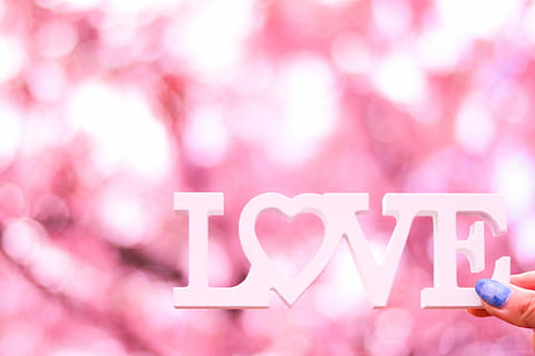 boke light photography of person holding Love free standing letters HD wallpaper