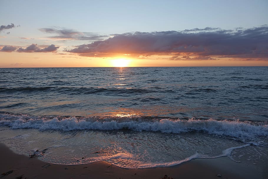 beach, denmark, sunset, sea, sand, north sea, holiday, coast HD wallpaper