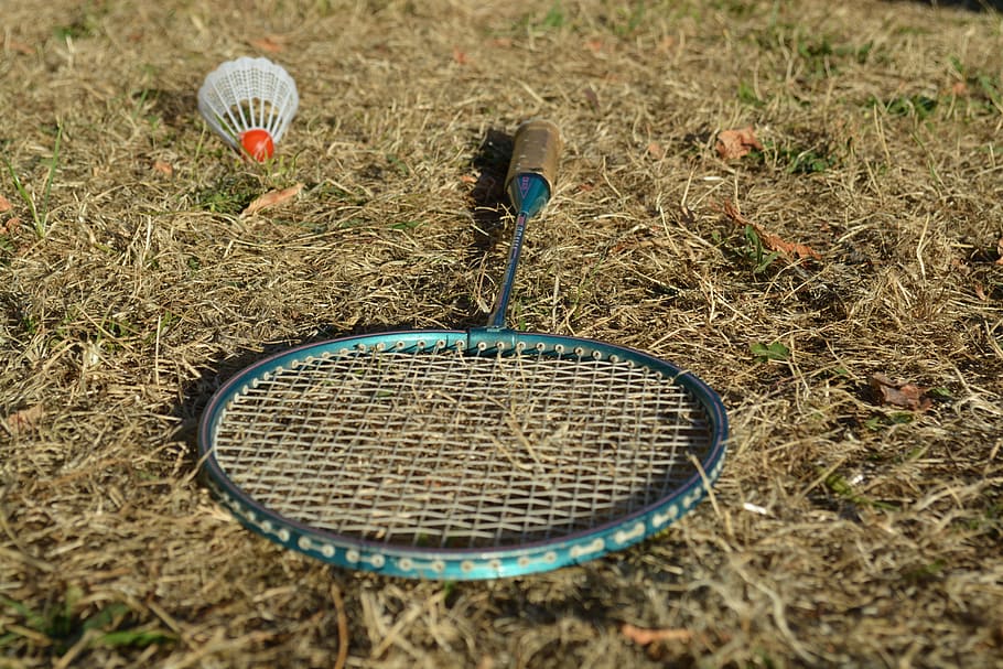 badminton, racket, shuttlecock, game, play, fun, grass, outdoor HD wallpaper