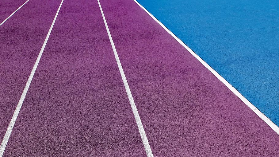 purple and blue rug, sport, racing track, stadium, running, trail, HD wallpaper