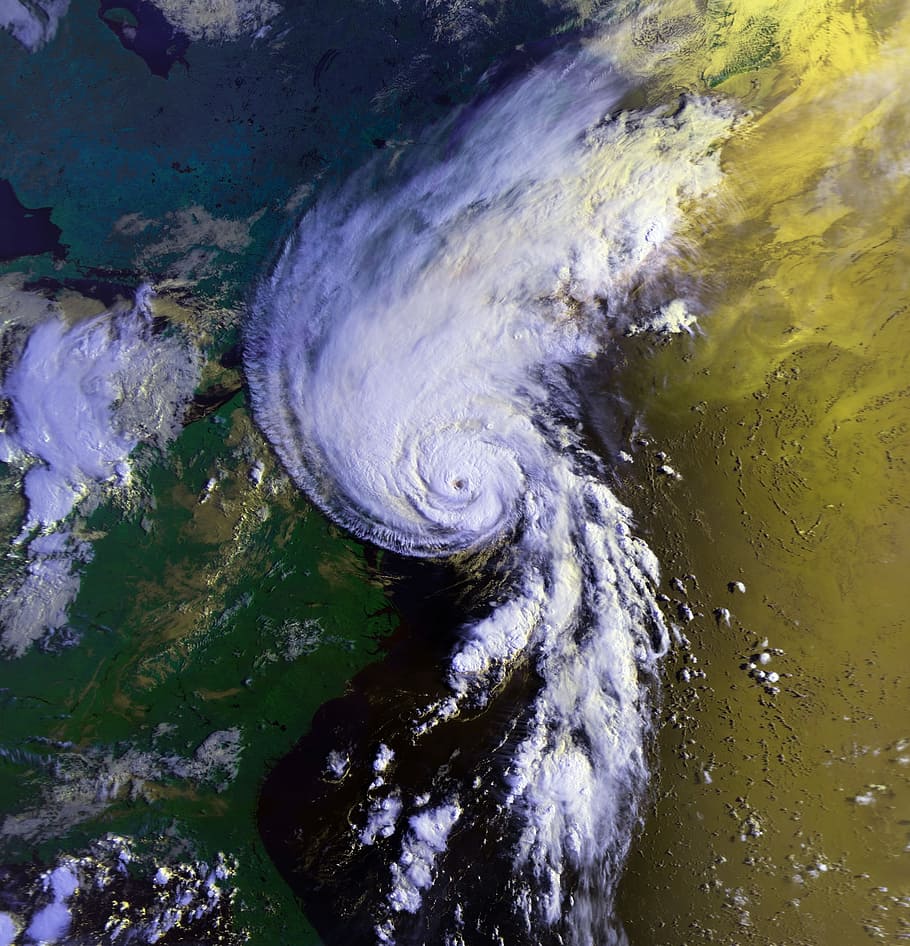 satellite photography of typhon, hurricane, bob, 1991, cyclone