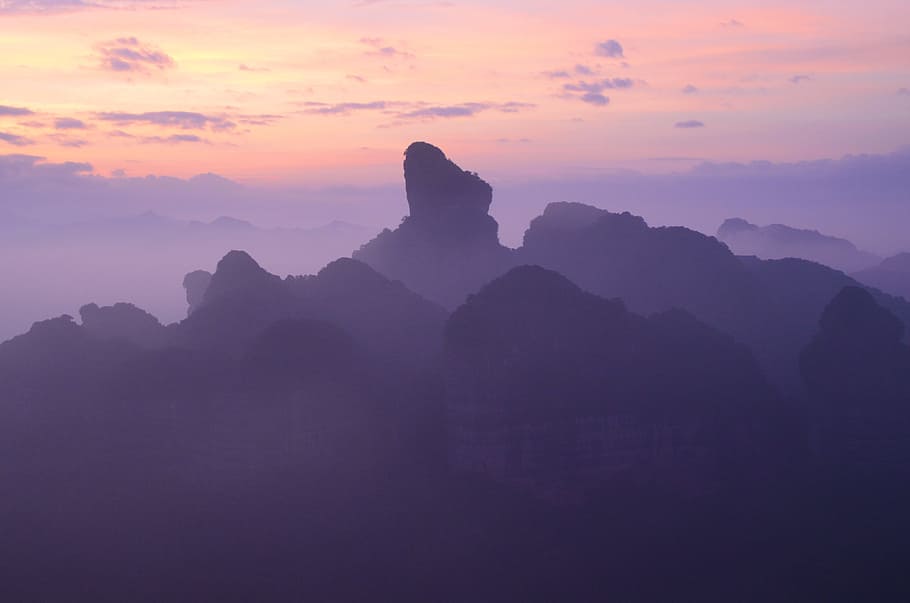 danxia mountain, sunrise, views, sky, scenics - nature, sunset, HD wallpaper