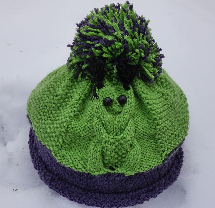 cap, hand labor, winter, knit, green color, clothing, studio shot HD wallpaper