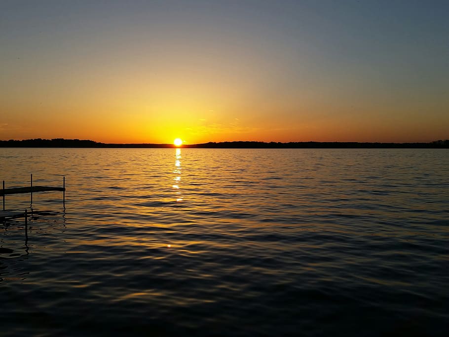 Sunset, Lake, Water, Waves, shoreline, scenics, nature, beauty in nature HD wallpaper
