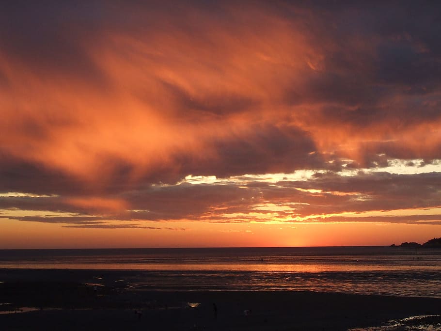 Sunset, West Sea, Tidal, dramatic sky, cloud - sky, scenics HD wallpaper