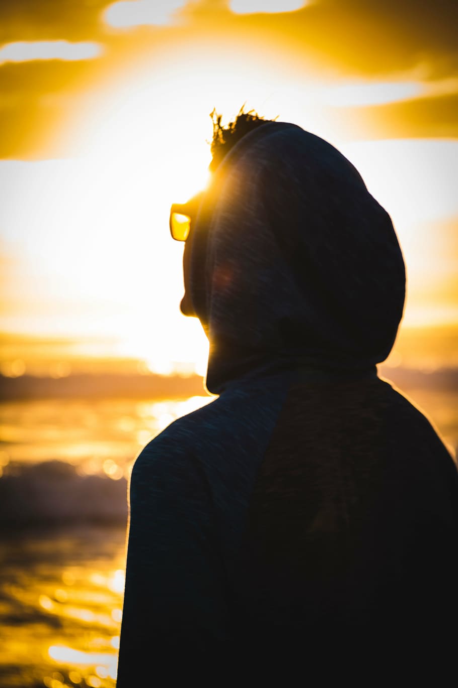 person wearing gray hoodie, people, man, silhouette, jacket HD wallpaper