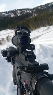 automatic rifle, gun, winter, army, hk 416, battle, military HD wallpaper
