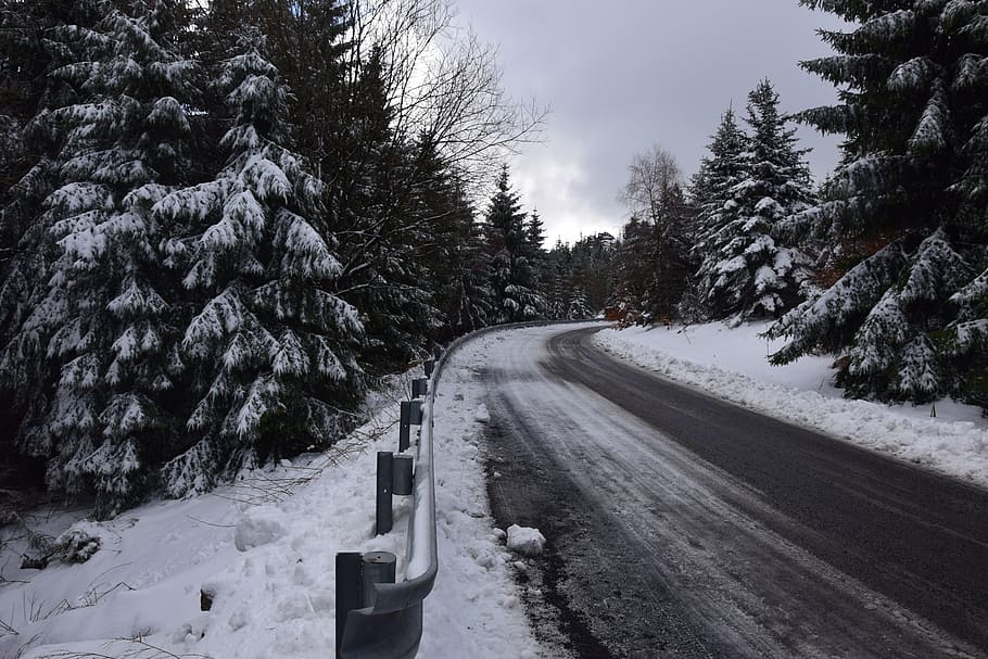 path, road, mountain road, landscape, cloudy, snow, cold temperature HD wallpaper