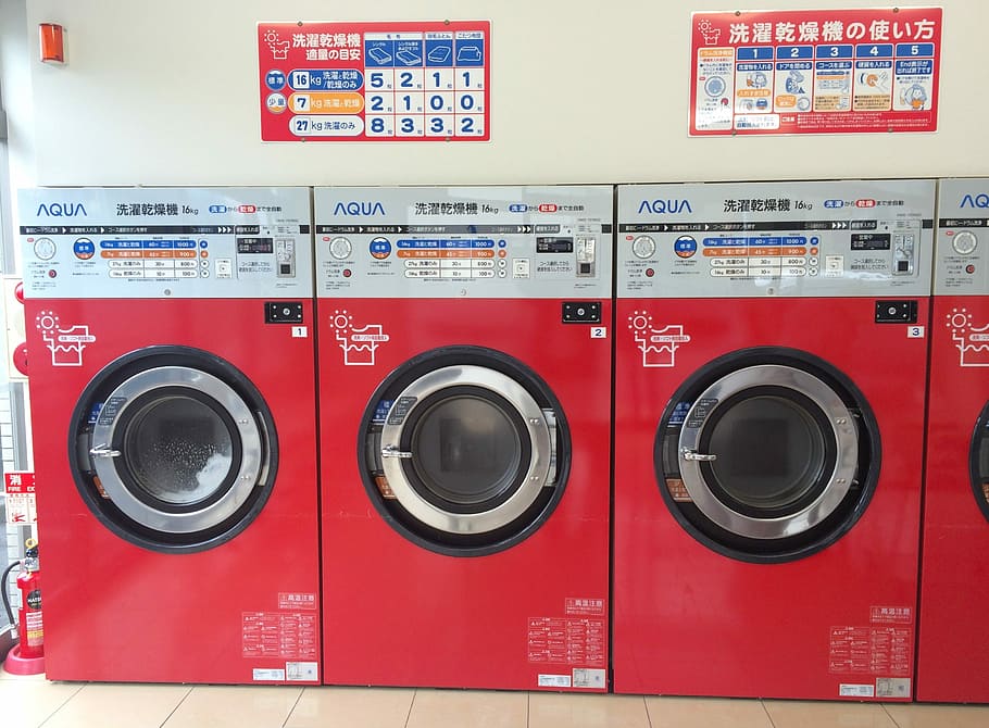 Launderette, Dryer, Washing Machine, fully automatic washing machine, HD wallpaper
