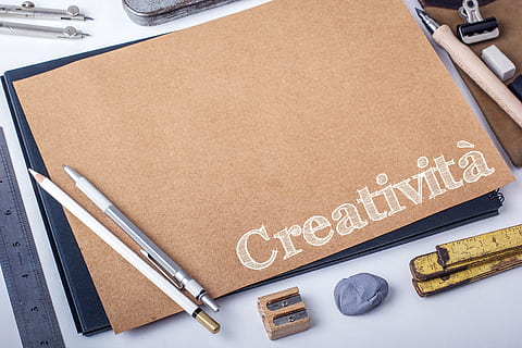 grey click pen beside white pencil on top of brown paper, creativeness HD wallpaper