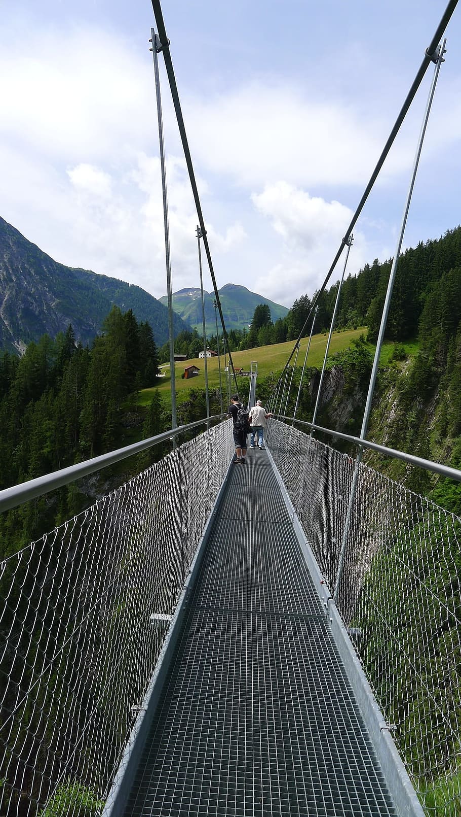bridge, mountains, nature, transportation, sky, connection HD wallpaper