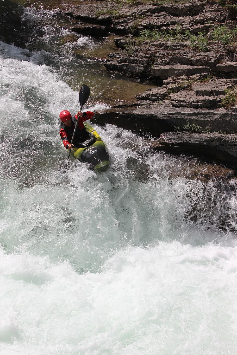 Kayak, Waterfall, Whitewater, river, nature, adventure, extreme, HD wallpaper