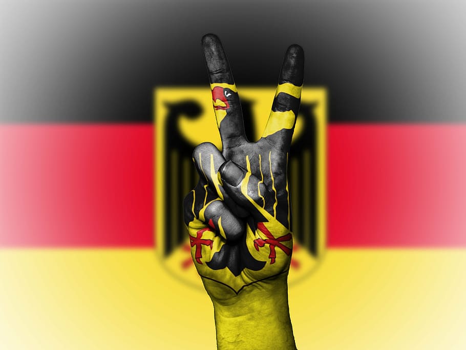 germany coat of arms, germany peace, hand, nation, background, HD wallpaper
