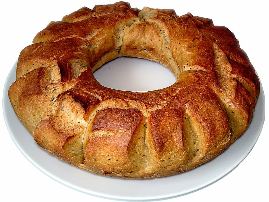 bread ring, baked bread, food, food and drink, white background HD wallpaper