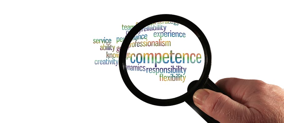 competence text, experience, hand, magnifying glass, flexibility, HD wallpaper