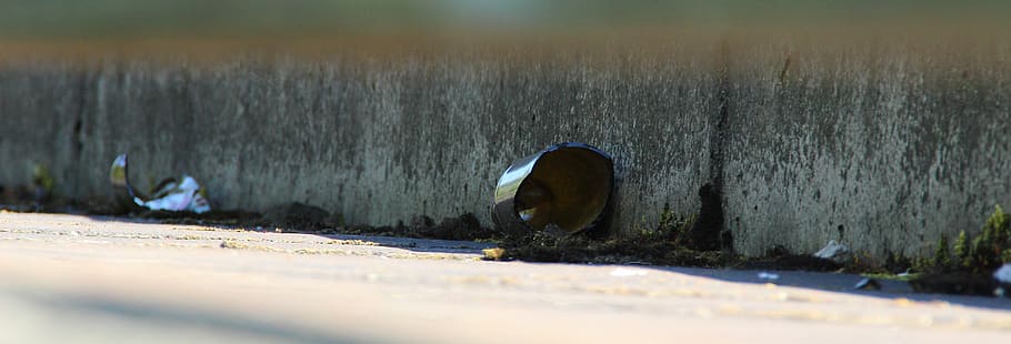 garbage, bottle, filth, perspective, gutter, waste, throw away society HD wallpaper