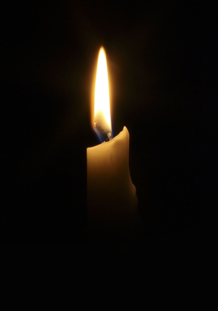 lighted candle, dark, flame, darkness, romance, heat, wax, mourning HD wallpaper