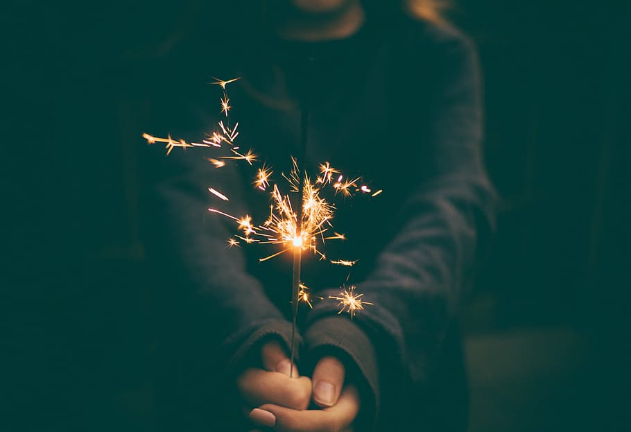 celebrate, celebration, firework, flame, hand, night, sparkler HD wallpaper
