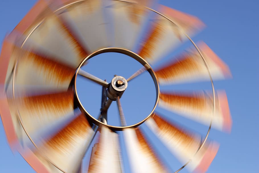 windmill, summer, breeze, motion, countryside, rustic, rural HD wallpaper