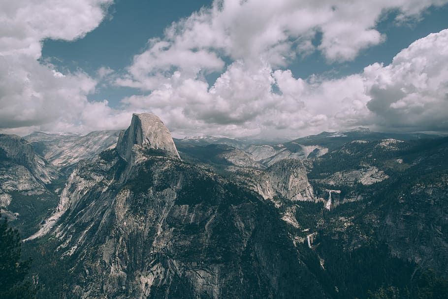 aerial view of mountains, areal mountain view, cloud, rock, mountain range HD wallpaper