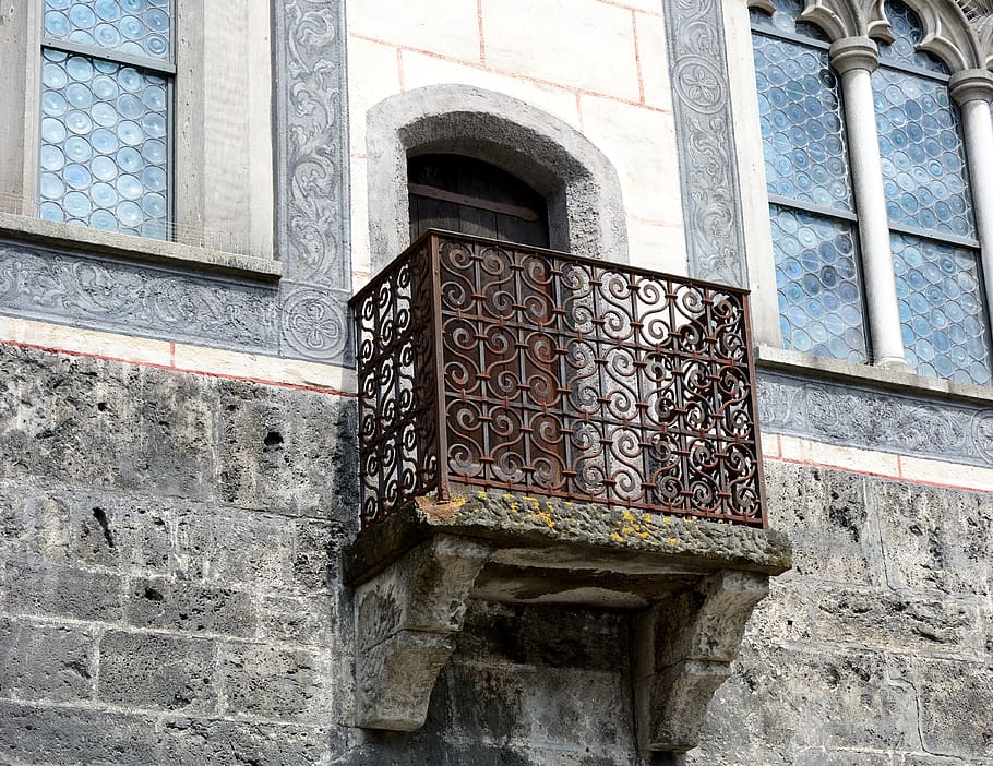 balcony, balcony grid, old, facade, architecture, house, railing, HD wallpaper