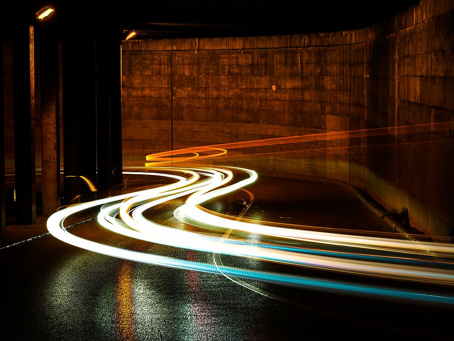 time-lapsed of street lights, timelapse photograph of road, wall HD wallpaper