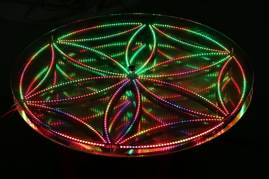 digital, led, panel, ws2812, hole, illuminated, red, neon, multi colored HD wallpaper