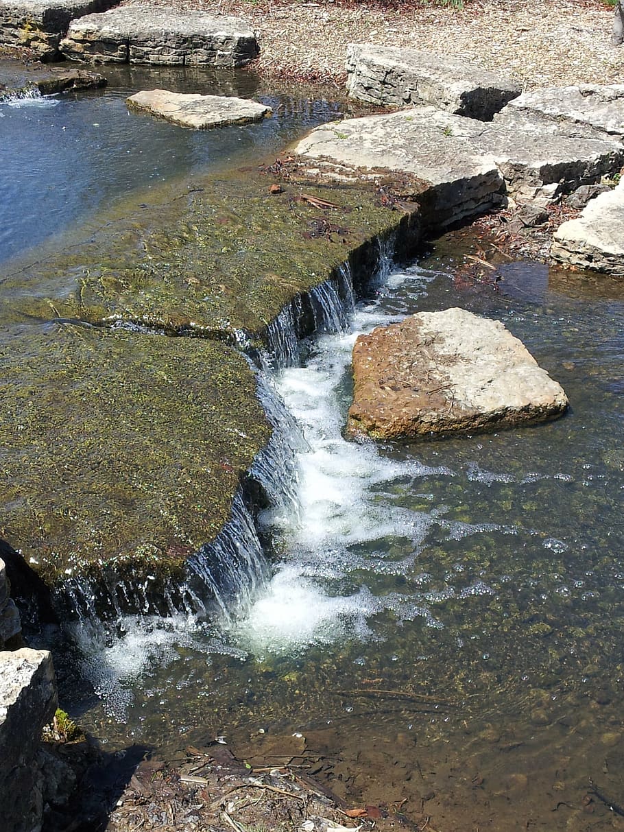 rocks, stream, stone, landscape, nature, running water, rural HD wallpaper
