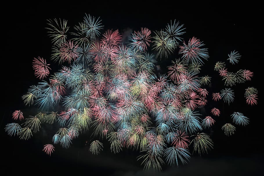 assorted-color fireworks lot, fireworks digital wallpaper, big HD wallpaper