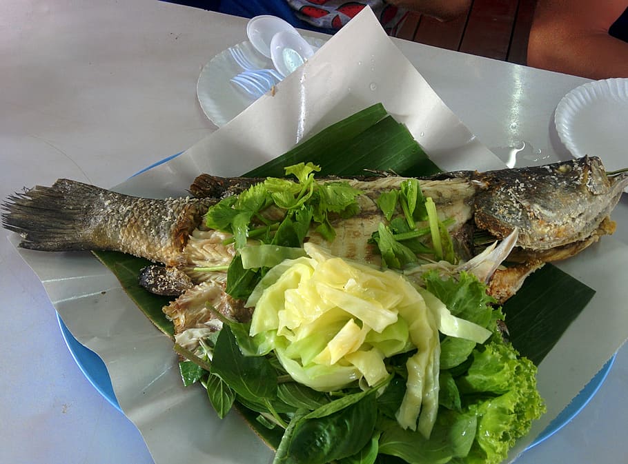 Fish, Eat, Vegetables, food and drink, healthy eating, indoors HD wallpaper