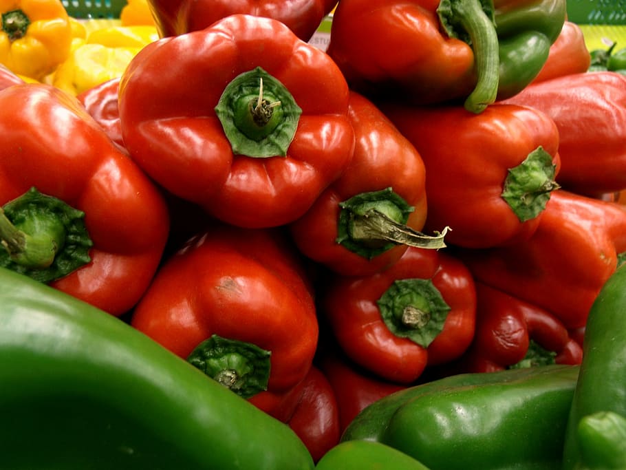 bell peppers, red, vegetables, food, freshness, pepper - Vegetable HD wallpaper