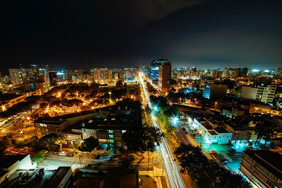 time lapse photography of lights, aerial photography of city during nighttime HD wallpaper