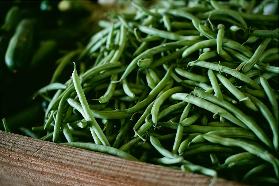 shallow focus photography of green vegetables, string, bean HD wallpaper