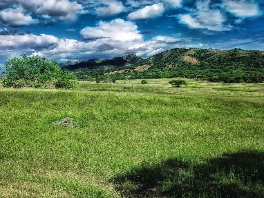 Landscape with Hills in Puerto Rico, clouds, photos, grass, landscapes HD wallpaper