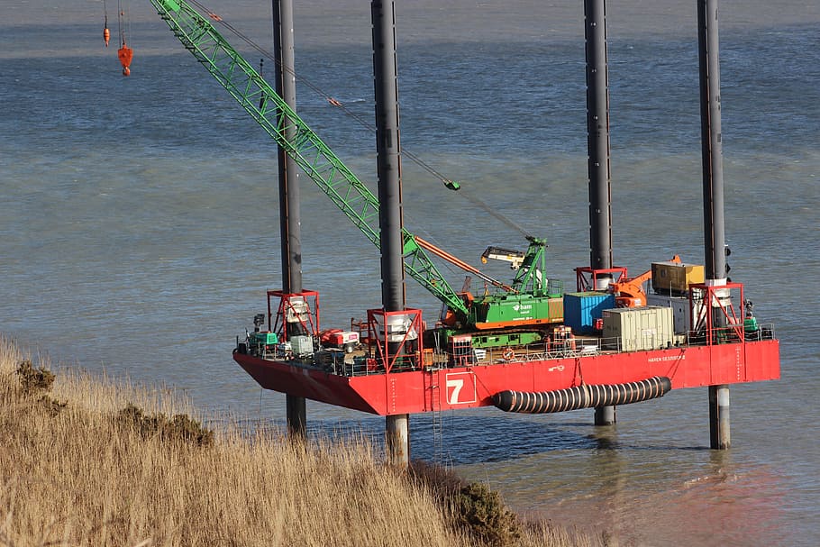 crane, platform, sea, water, nature, transportation, no people HD wallpaper