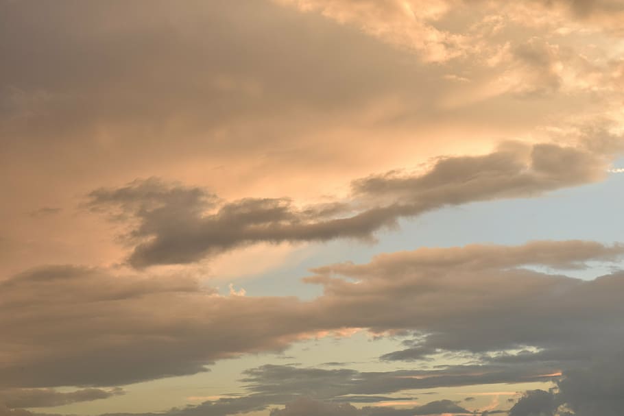 cloudy sky, clouds, red, sunset, storm clouds, cloudiness, threatening HD wallpaper