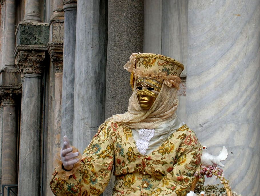 Venice, Carnival, Mask, Costume, disguise, masks, fun, italy, HD wallpaper