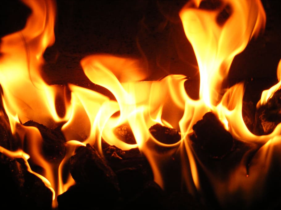 closeup photo of bonfire, flame, burn, orange, yellow, warm HD wallpaper