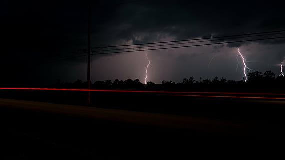 lightning and thunder at night time, clouds, lightning strike HD wallpaper