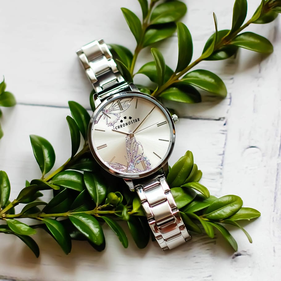 clock, leaf, no one, nature, plant, ladies watch, plant part HD wallpaper