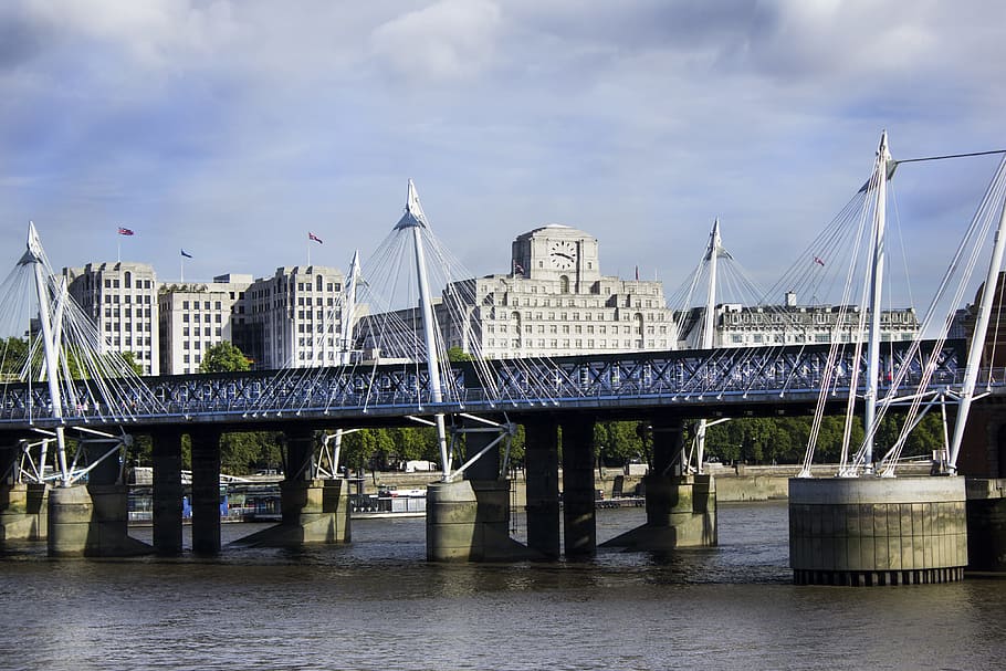 Landscape, Bridge, Architecture, Modern, palaces, city, river HD wallpaper